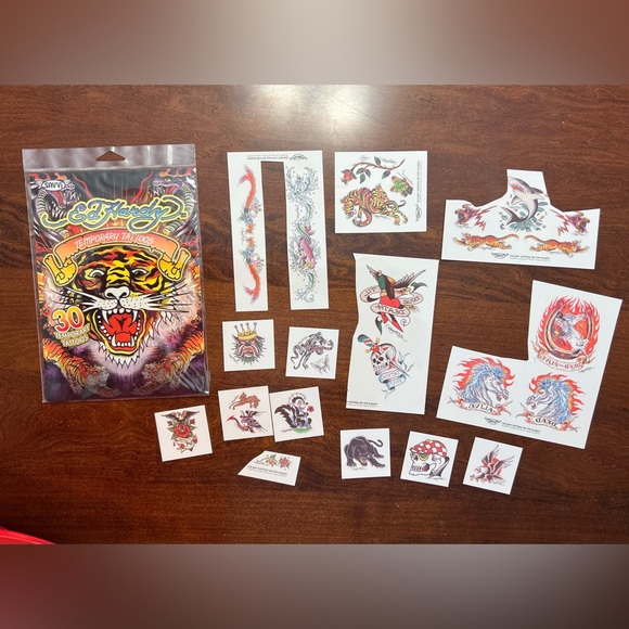 Ed Hardy Accessories - Vintage Ed Hardy Temporary Tattoos Panther Tiger Dead Alive Shark Dragon Dog